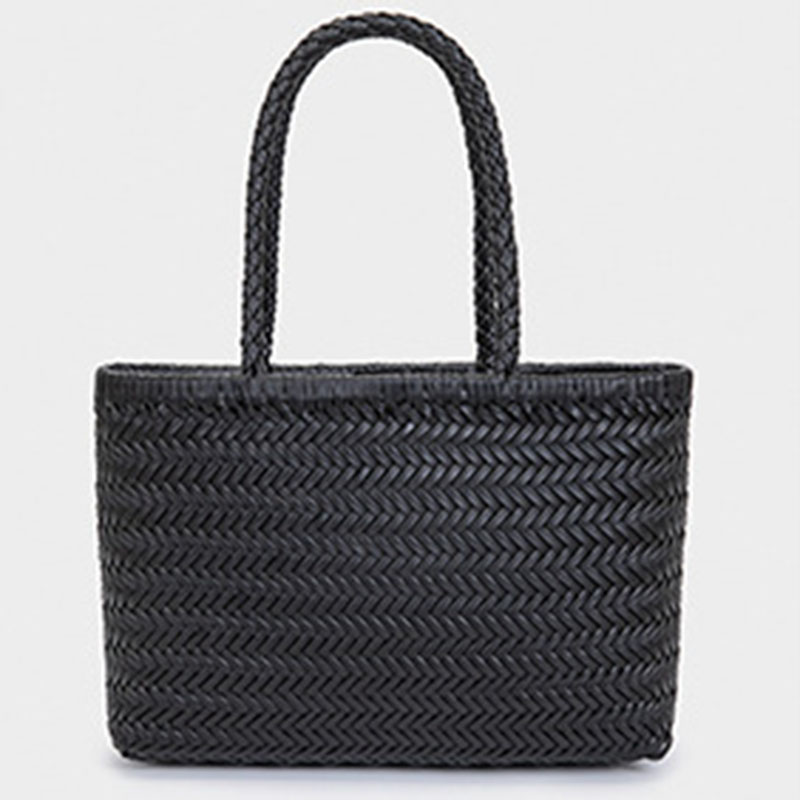 Women's Split Leather Woven Shoulder Crossbody Strap Tote Bag