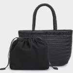 Women's Split Leather Woven Shoulder Crossbody Strap Tote Bag