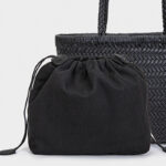 Women's Split Leather Woven Shoulder Crossbody Strap Tote Bag