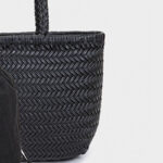 Women's Split Leather Woven Shoulder Crossbody Strap Tote Bag