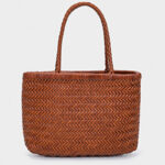 Women's Split Leather Woven Shoulder Crossbody Strap Tote Bag