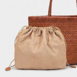 Women's Split Leather Woven Shoulder Crossbody Strap Tote Bag