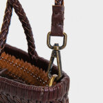 Women's Split Leather Woven Shoulder Crossbody Strap Tote Bag