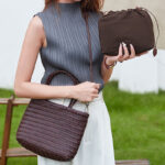 Women's Split Leather Woven Shoulder Crossbody Strap Tote Bag