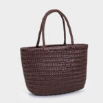 Women's Split Leather Woven Shoulder Crossbody Strap Tote Bag