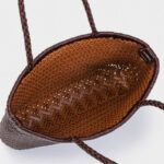 Women's Split Leather Woven Shoulder Crossbody Strap Tote Bag
