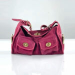 Women's Suede Structured Double Lock Pocket Shoulder Bag