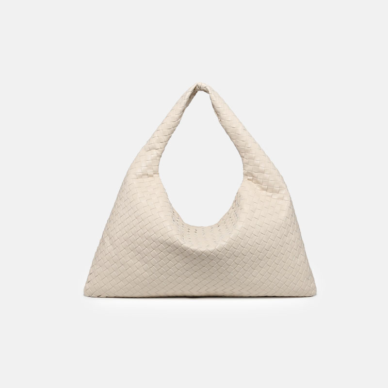 Women's Vegan Leather Woven Top Handle Shoulder Hobo Bag