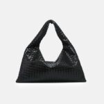 Women's Vegan Leather Woven Top Handle Shoulder Hobo Bag