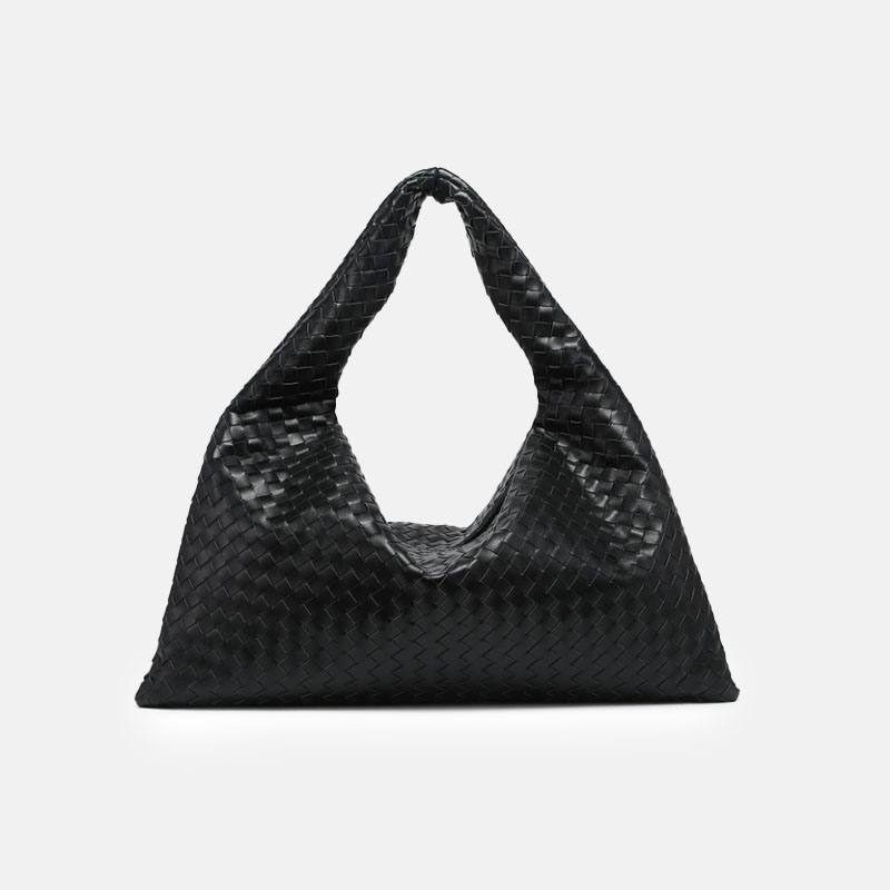 Women's Vegan Leather Woven Top Handle Shoulder Hobo Bag