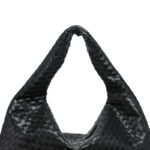 Women's Vegan Leather Woven Top Handle Shoulder Hobo Bag