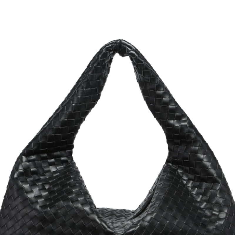 Women's Vegan Leather Woven Top Handle Shoulder Hobo Bag