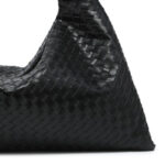 Women's Vegan Leather Woven Top Handle Shoulder Hobo Bag