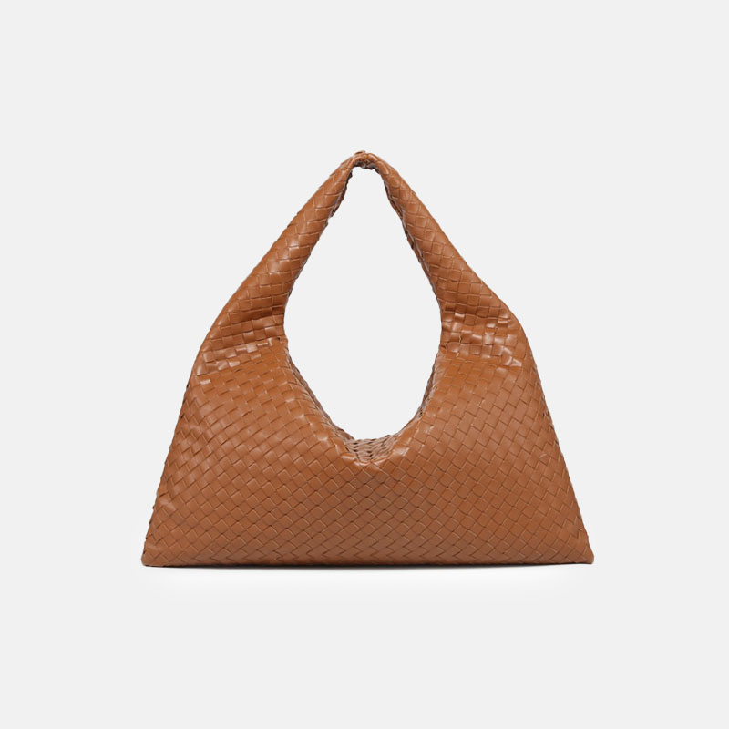Women's Vegan Leather Woven Top Handle Shoulder Hobo Bag
