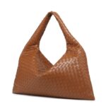 Women's Vegan Leather Woven Top Handle Shoulder Hobo Bag