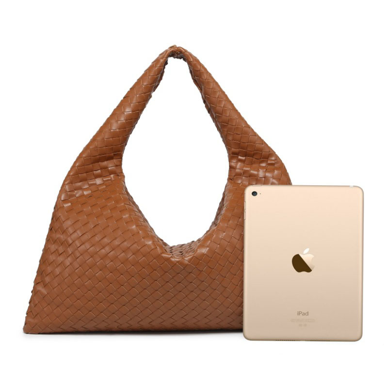 Women's Vegan Leather Woven Top Handle Shoulder Hobo Bag