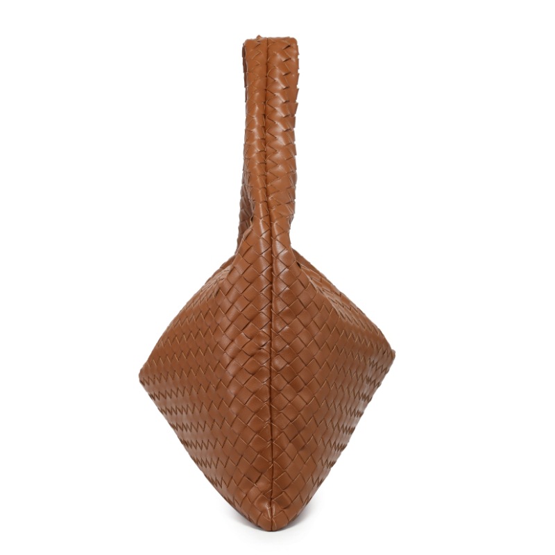 Women's Vegan Leather Woven Top Handle Shoulder Hobo Bag