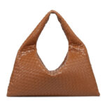 Women's Vegan Leather Woven Top Handle Shoulder Hobo Bag