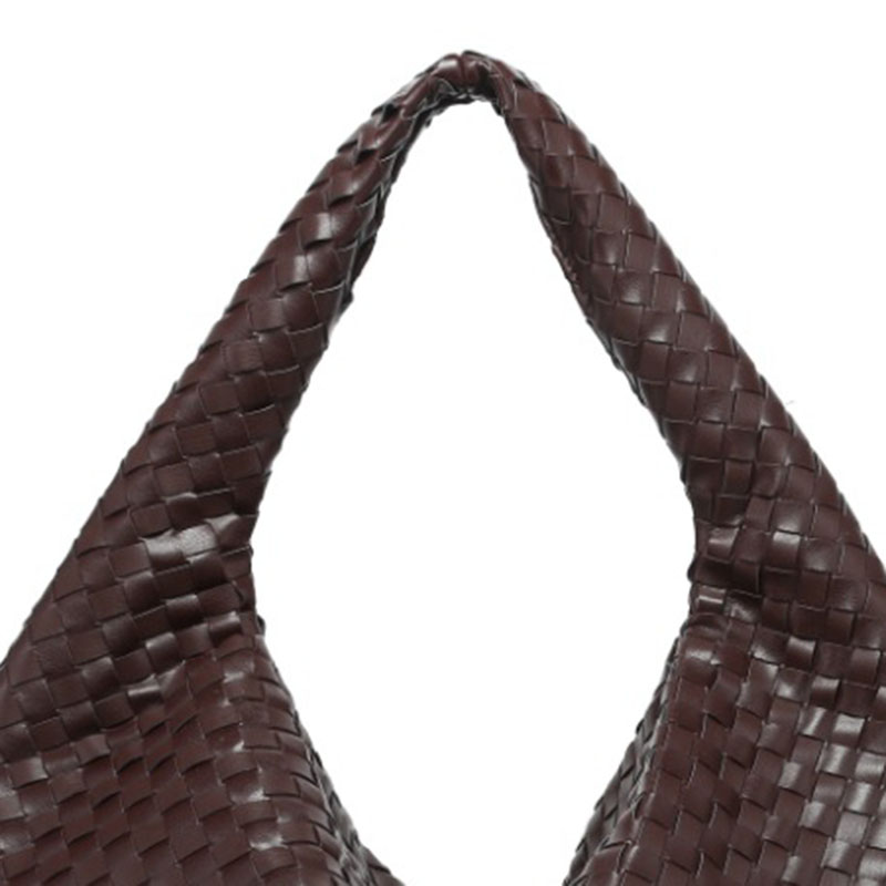 Women's Vegan Leather Woven Top Handle Shoulder Hobo Bag