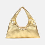 Women's Vegan Leather Woven Top Handle Shoulder Hobo Bag