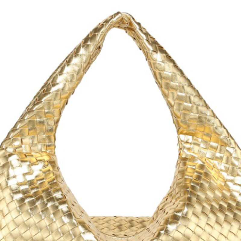 Women's Vegan Leather Woven Top Handle Shoulder Hobo Bag