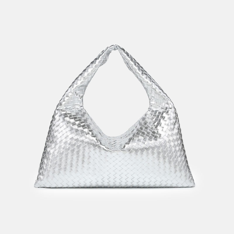 Women's Vegan Leather Woven Top Handle Shoulder Hobo Bag