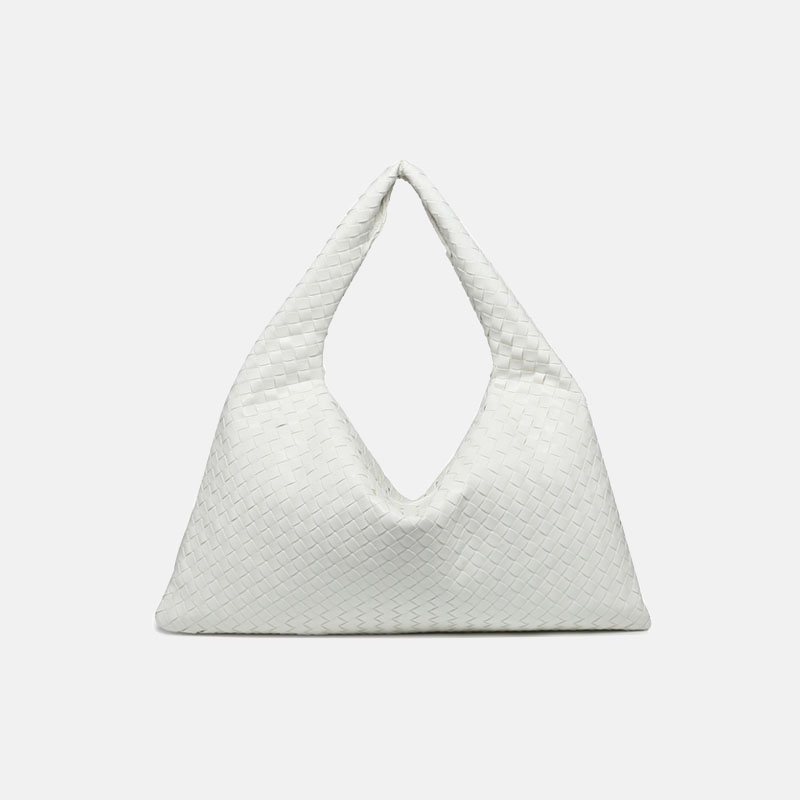 Women's Vegan Leather Woven Top Handle Shoulder Hobo Bag