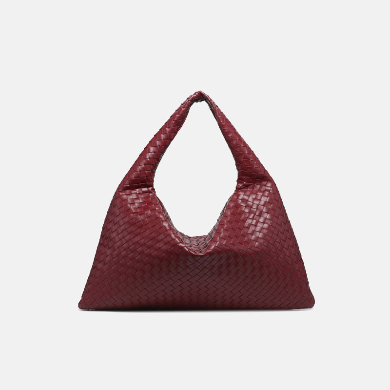 Women's Vegan Leather Woven Top Handle Shoulder Hobo Bag