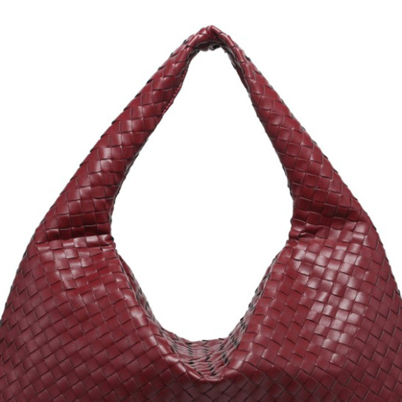Women's Vegan Leather Woven Top Handle Shoulder Hobo Bag