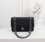 Women's Pebbled Cowhide Leather Quilted Chains Bags - Silver Hardware