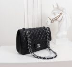 Women's Pebbled Cowhide Leather Quilted Chains Bags - Silver Hardware