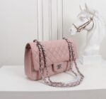Women's Pebbled Cowhide Leather Quilted Chains Bags - Silver Hardware