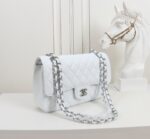 Women's Pebbled Cowhide Leather Quilted Chains Bags - Silver Hardware
