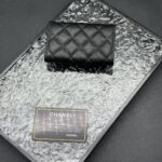 Women's Pebbled Lambskin Quilted Flap Wallets Card Holders