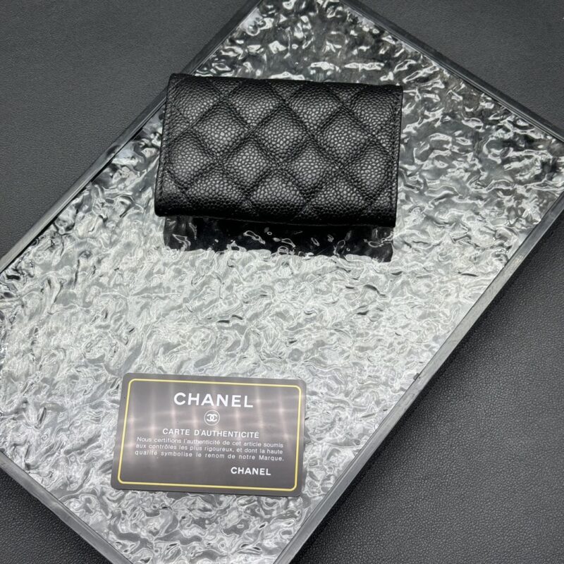 Women's Pebbled Lambskin Quilted Flap Wallets Card Holders