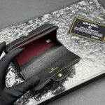 Women's Pebbled Lambskin Quilted Flap Wallets Card Holders