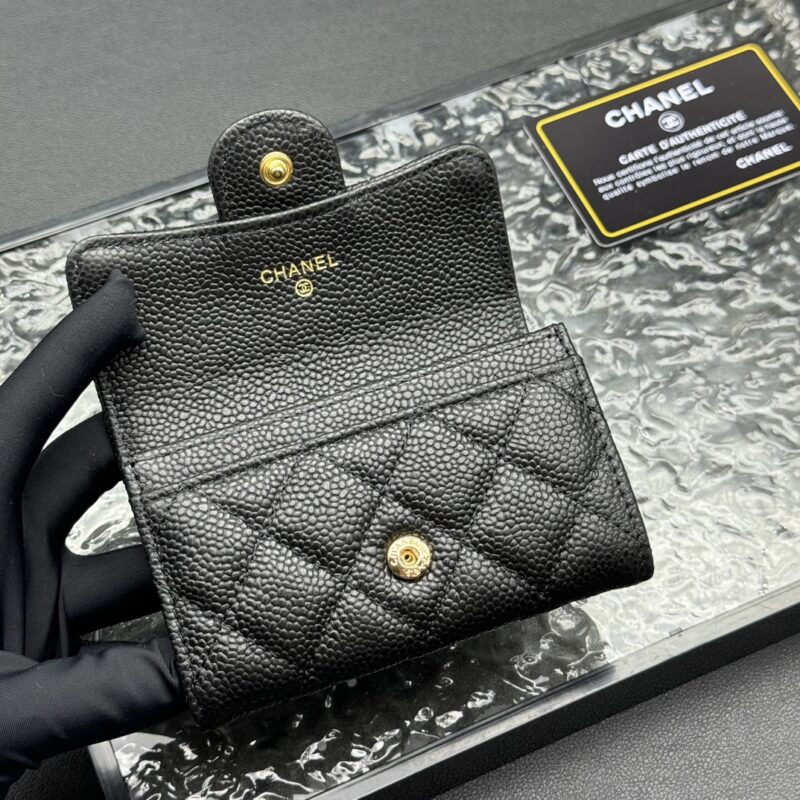 Women's Pebbled Lambskin Quilted Flap Wallets Card Holders