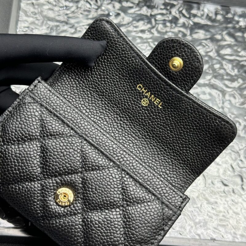 Women's Pebbled Lambskin Quilted Flap Wallets Card Holders