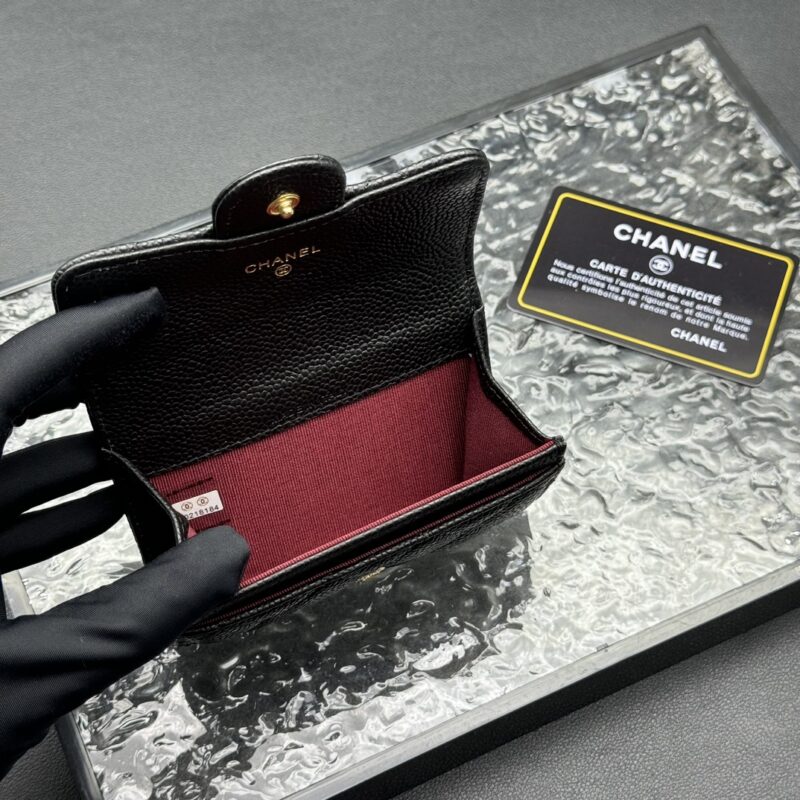 Women's Pebbled Lambskin Quilted Flap Wallets Card Holders