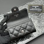 Women's Pebbled Lambskin Quilted Flap Wallets Card Holders