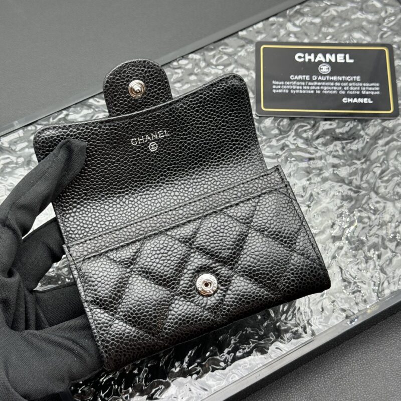 Women's Pebbled Lambskin Quilted Flap Wallets Card Holders