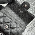 Women's Pebbled Lambskin Quilted Flap Wallets Card Holders