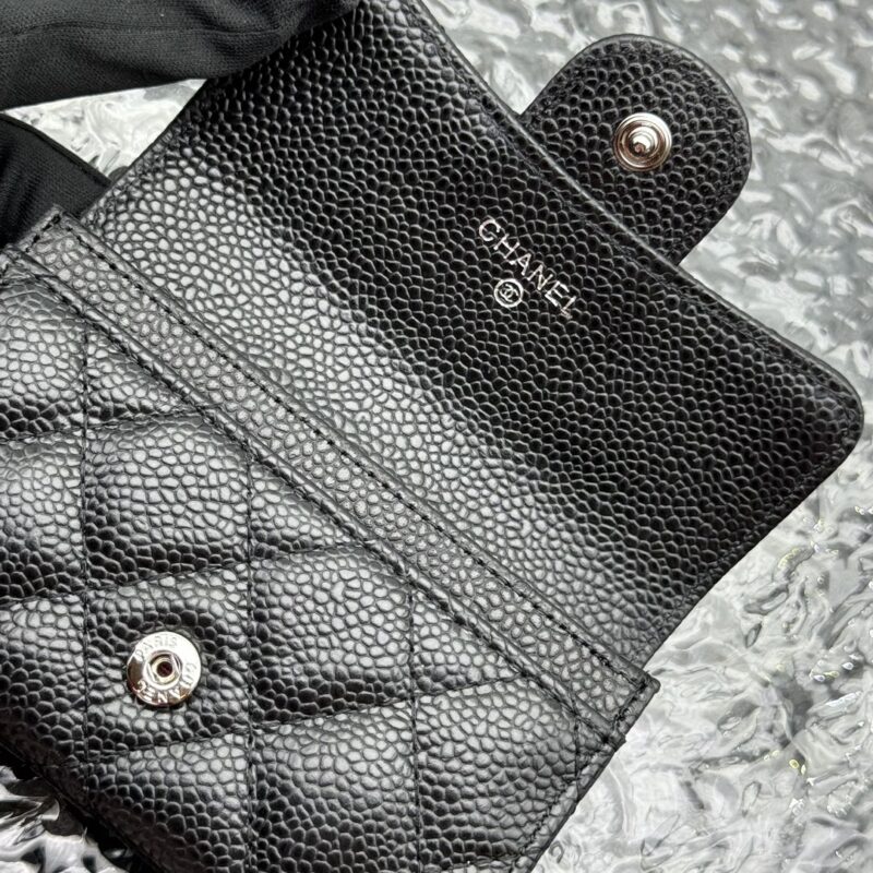 Women's Pebbled Lambskin Quilted Flap Wallets Card Holders