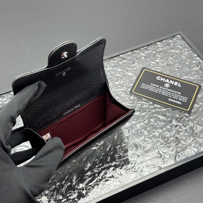 Women's Pebbled Lambskin Quilted Flap Wallets Card Holders