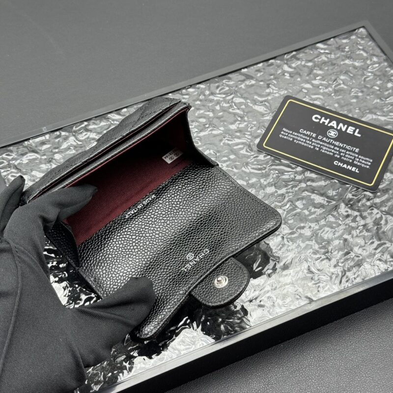 Women's Pebbled Lambskin Quilted Flap Wallets Card Holders