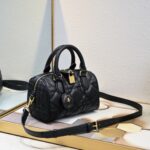 Women's Quilted Cowhide Leather Top Handle Boston Bags 20 - Gold Hardware