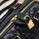 Women's Quilted Cowhide Leather Top Handle Boston Bags 20 - Gold Hardware