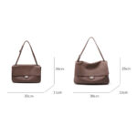 Women's Full-Grain Leather Pebbled Flap Lock Shoulder Bag