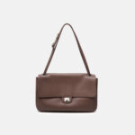 Women's Full-Grain Leather Pebbled Flap Lock Shoulder Bag