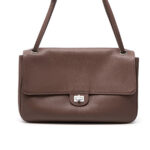 Women's Full-Grain Leather Pebbled Flap Lock Shoulder Bag